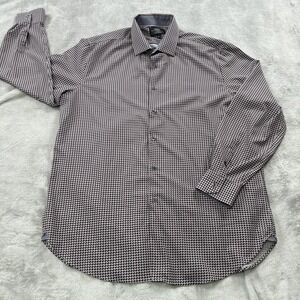 WRK 4 Way Stretch Long Sleeve Shirt Mens 18 Pink Black Geometric Print Stretch